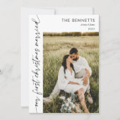 Modern First Christmas Married Photo Christmas シーズンカード (正面)