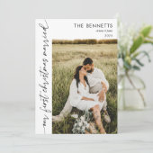 Modern First Christmas Married Photo Christmas シーズンカード (スタンド正面)