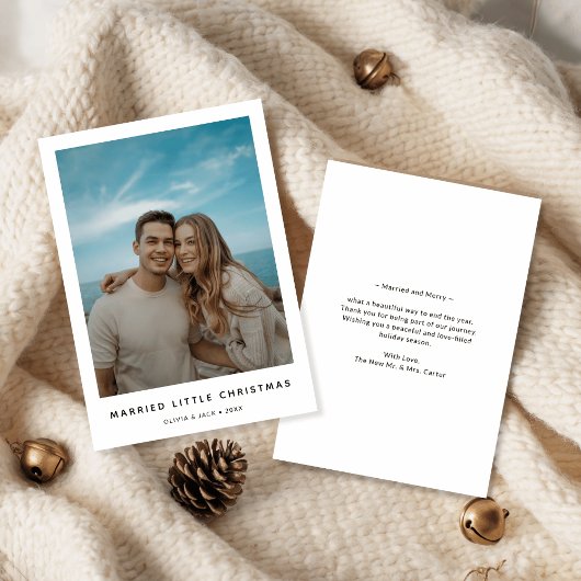 Modern First Married Little Christmas Beach Photo シーズンカード