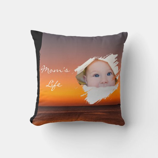 Modern First Mother’s Day Throw Pillow - Sunset クッション (正面)
