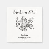 Modern Fish Wedding Cocktail Napkins  スタンダードカクテルナプキン (正面)