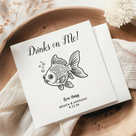 Modern Fish Wedding Cocktail Napkins  スタンダードカクテルナプキン