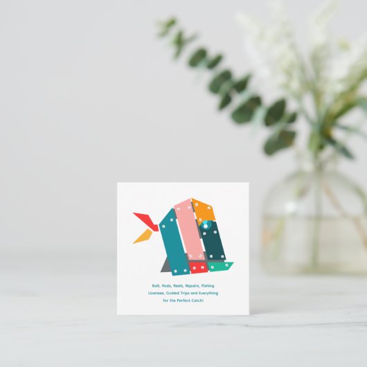 Modern Fishing Business Card with QR Code スクエア名刺 (スタンド正面)