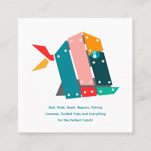 Modern Fishing Business Card with QR Code スクエア名刺 (正面)