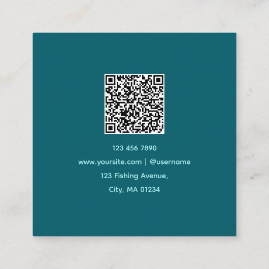 Modern Fishing Business Card with QR Code スクエア名刺 (裏面)