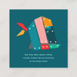 Modern Fishing Business Card with QR Code スクエア名刺