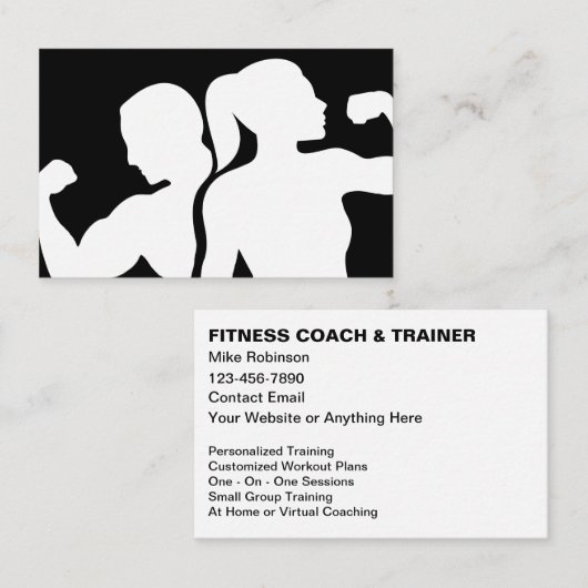 Modern Fitness Coach And Trainer 名刺 (正面/裏面)