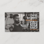 Modern Fitness Coach Photo QR Code 名刺 (正面)