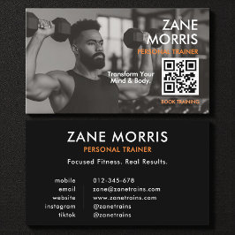 Modern Fitness Coach Photo QR Code 名刺