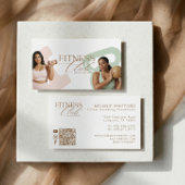 Modern Fitness Personal Trainer Brand Photo QR  名刺