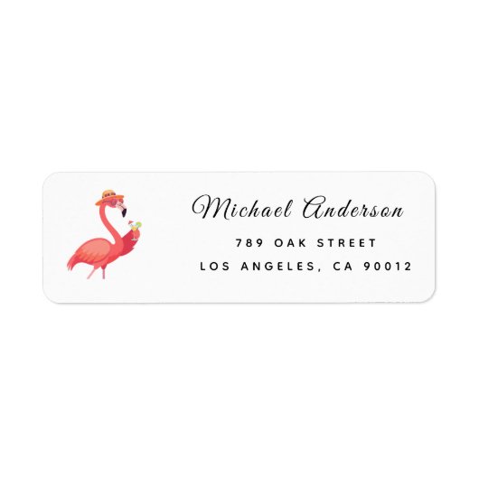 Modern Flamingo Baby Shower Return Address Label ラベル (正面)