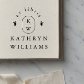 Modern Fleuron Monogram Ex Libris Bookplate Book セルフインキングスタンプ