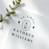 Modern Fleuron Monogram Ex Libris Bookplate Book セルフインキングスタンプ