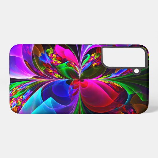 Modern Floral Abstract Art Red Blue Pattern #12 Samsung Galaxyケース (裏面横)