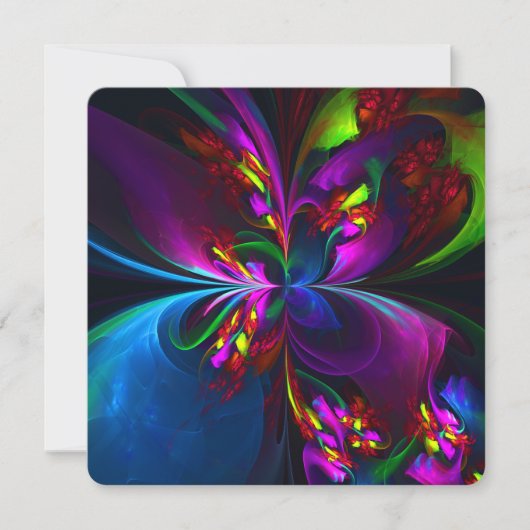 Modern Floral Abstract Art Red Blue Pattern #15 招待状 (正面)