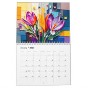Modern Floral Abstract Seasonal Blooms with Geomet カレンダー (1月 2026)