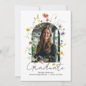 Modern Floral Arch Photo Graduate Announcement 招待状 (正面)