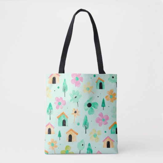 Modern Floral Art Tote Bag トートバッグ (正面)