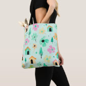 Modern Floral Art Tote Bag トートバッグ (クローズアップ)