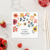 Modern Floral Baby Shower スタンダードカクテルナプキン (インサイチュ)