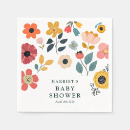 Modern Floral Baby Shower スタンダードカクテルナプキン