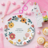 Modern Floral Baby Shower ペーパープレート (パーティー)