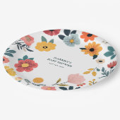 Modern Floral Baby Shower ペーパープレート (アングル)