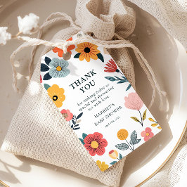 Modern Floral Baby Shower Favor ギフトタグ