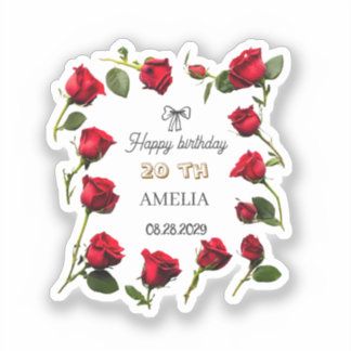 Modern Floral Birthday | Elegant Flower Design  シール