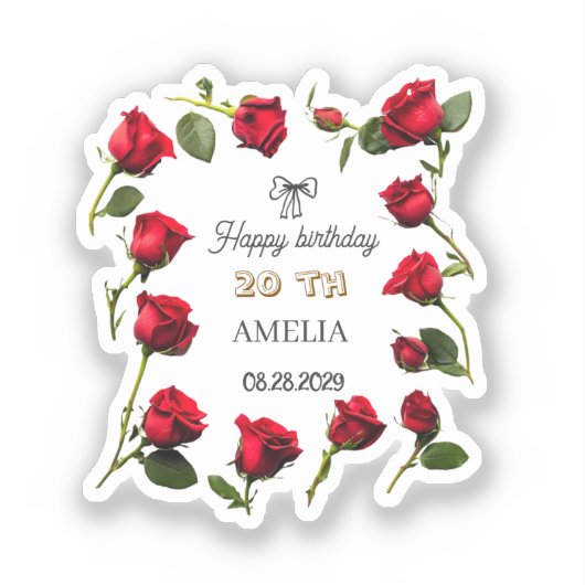 Modern Floral Birthday | Elegant Flower Design  シール (正面)