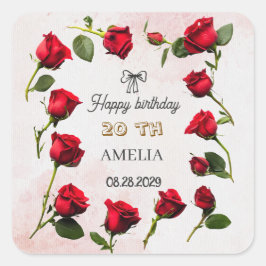 Modern Floral Birthday | Elegant Flower Design  スクエアシール