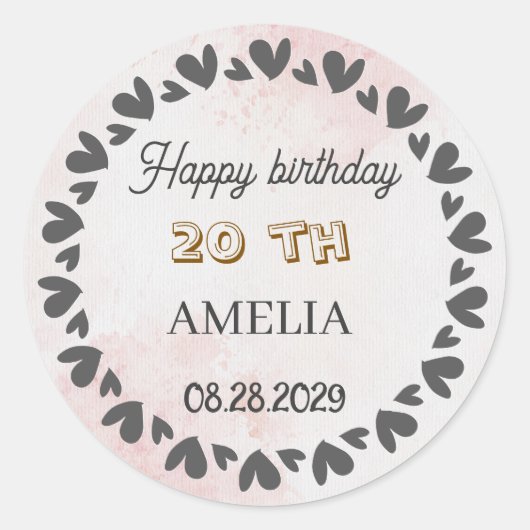 Modern Floral Birthday | Elegant Flower Design  ラウンドシール (正面)
