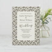 Modern Floral Black & White Wedding Invite QR Code 招待状 (スタンド正面)