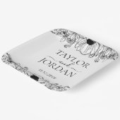 Modern Floral Botanical Border Wedding  ペーパープレート (傾斜あり)