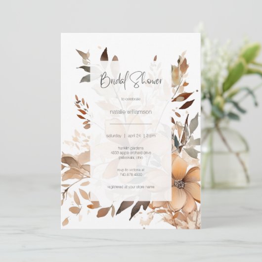 Modern Floral Bridal Shower  招待状 (スタンド正面)