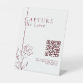 Modern Floral Capture The Love Photo Share QR Code 台座サイン (正面)