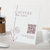 Modern Floral Capture The Love Photo Share QR Code 台座サイン (インサイチュ)