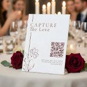 Modern Floral Capture The Love Photo Share QR Code 台座サイン