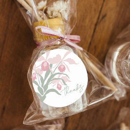 Modern floral Cattleya orchid dusty pink wedding ラウンドシール