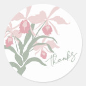 Modern floral Cattleya orchid dusty pink wedding ラウンドシール (正面)