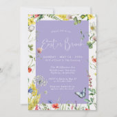 Modern Floral Chic Lavender Easter Brunch 招待状 (正面)