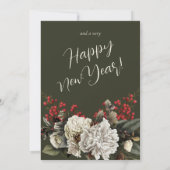 Modern Floral Christmas Elegant Script Family Name シーズンカード (裏面)