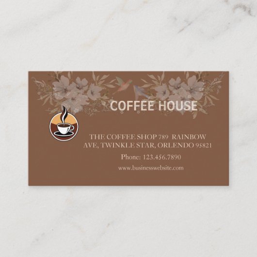 Modern Floral coffee Shop Loyalty Card 名刺 (正面)
