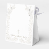 Modern Floral Cross Christian Baptism Thank You フェイバーボックス (裏面サイド)