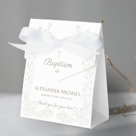 Modern Floral Cross Christian Baptism Thank You フェイバーボックス