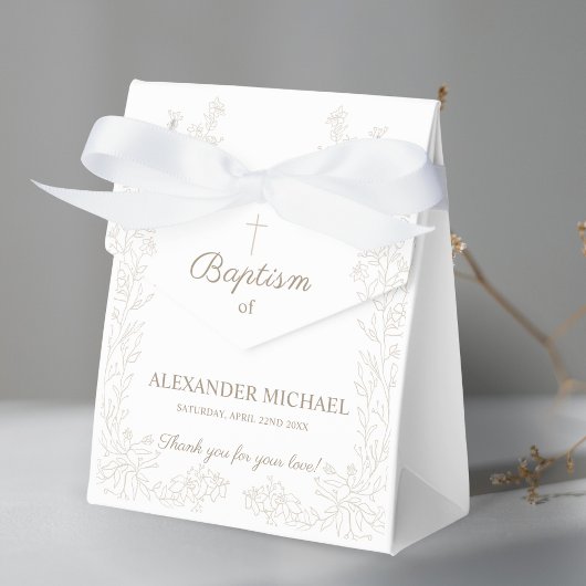 Modern Floral Cross Christian Baptism Thank You フェイバーボックス