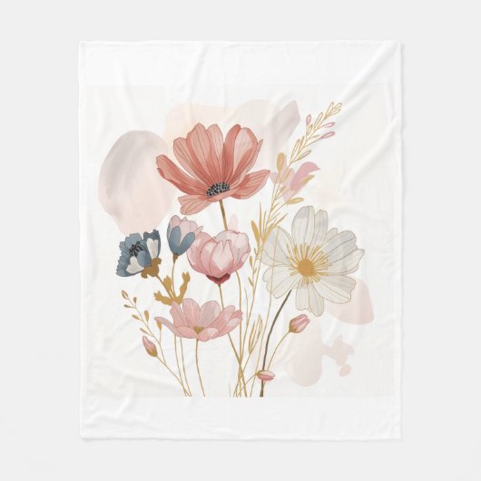Modern Floral Design  フリースブランケット (正面)