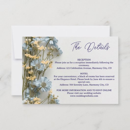 Modern Floral Details Enclosure Card 出欠カード (正面)
