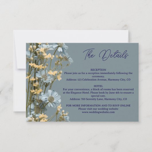Modern Floral Details Enclosure Card 出欠カード (正面)