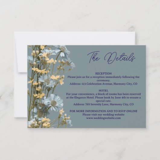 Modern Floral Details Enclosure Card 出欠カード (正面)